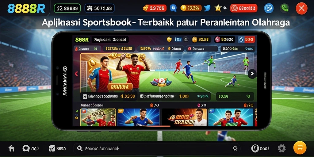 Tampilan antarmuka aplikasi 888R dengan fitur taruhan olahraga.