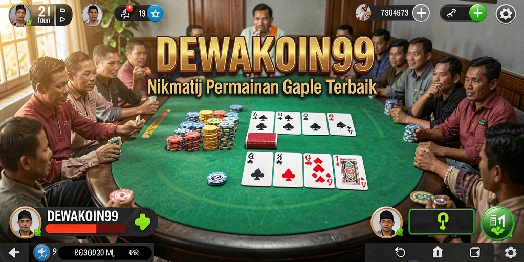 Tampilan gameplay seru DEWAKOIN99 dengan suasana Gaple yang mengasyikkan.