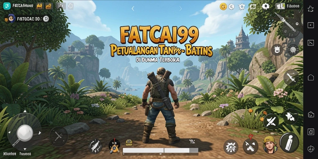 Screenshot utama FATCAI99 menampilkan pemandangan luas dunia yang menakjubkan.