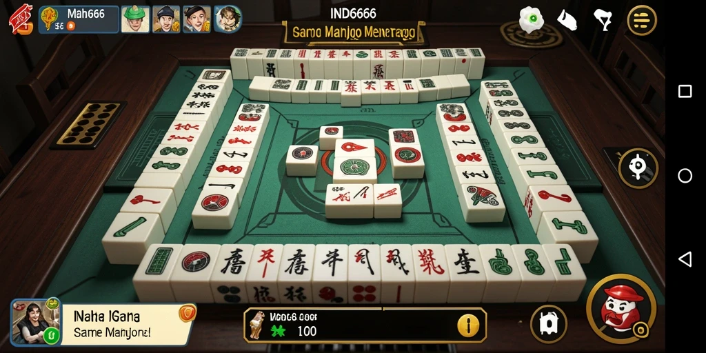Screenshot gameplay Mahjong IND666 dengan tampilan ubin yang menarik.