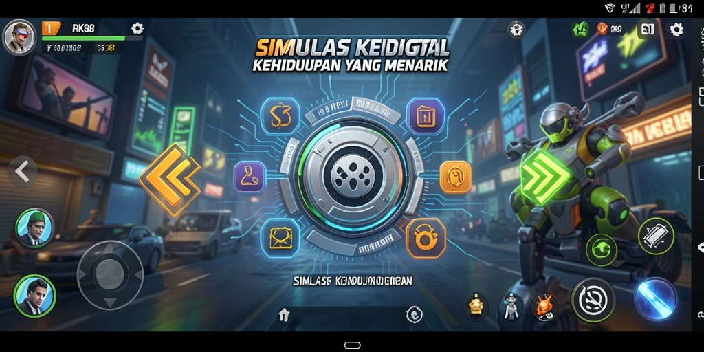 Tampilan gameplay <strong>RK88</strong> yang menarik dan interaktif dalam simulasi kehidupan.