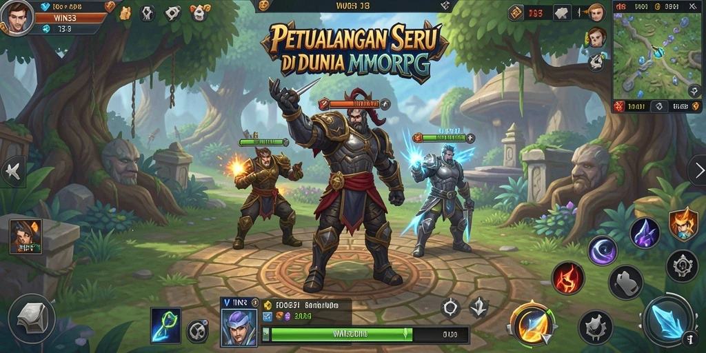 Tampilan utama gameplay di WIN33 dengan karakter dan petualangan MMORPG yang seru.